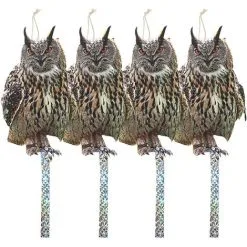 OSQI Bird Scarer With Repellent Strip Anti Pigeon Repellent Outdoor Cat Bird Scarecrow Keep Crow Pigeons Away From Balconies Patios Windows Set Of 4 Owls