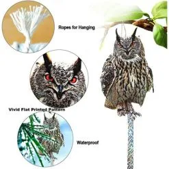 OSQI Bird Scarer With Repellent Strip Anti Pigeon Repellent Outdoor Cat Bird Scarecrow Keep Crow Pigeons Away From Balconies Patios Windows Set Of 4 Owls -Indoor Flower Pot 98498009 3