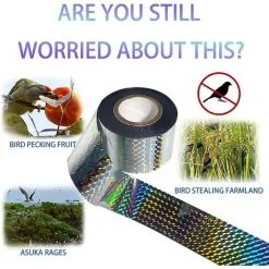 Bird Repellent Tape, 4.8cm X 80m Holographic Bird Tape To Keep Away Pigeons, Ducks, Crows Reflective Tape -Indoor Flower Pot 98819512 4