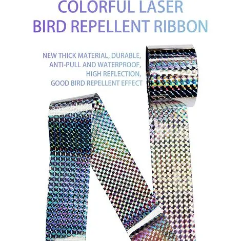 Bird Repellent Tape, 4.8cm X 80m Holographic Bird Tape To Keep Away Pigeons, Ducks, Crows Reflective Tape 4 Bird Repellent Tape, 4.8cm X 80m Holographic Bird Tape To Keep Away Pigeons, Ducks, Crows Reflective Tape - Image 2