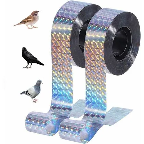Way Repellent Tape 2 Rolls 2.4CM100M Anti Pigeon Bird Scarer Double Sided Bird Repellent Holographic Glossy Bird Repellent Tape For Scaring Birds Bird Repeller 4 Way Repellent Tape 2 Rolls 2.4CM100M Anti Pigeon Bird Scarer Double Sided Bird Repellent Holographic Glossy Bird Repellent Tape For Scaring Birds Bird Repeller - Image 2
