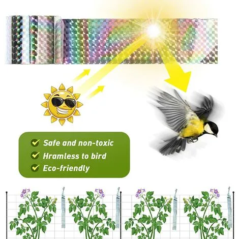 Way Bird Repellent Tape 4.8cm X 80m Double Sided Pigeon Bird Repellent Tape Holographic Glossy Bird Repellent Tape For Scaring Birds Bird Repeller 4 Way Bird Repellent Tape 4.8cm X 80m Double Sided Pigeon Bird Repellent Tape Holographic Glossy Bird Repellent Tape For Scaring Birds Bird Repeller - Image 2