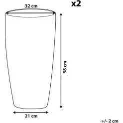 Beliani Set Of 2 Outdoor Indoor Plant Flower Pots Tall Round 32 Cm Marble Effect Limenari -Indoor Flower Pot 99598932 3